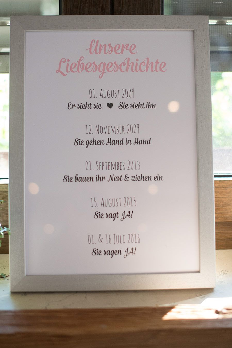 Hochzeit Schild
 Die Liebesgeschichte von Braut und Bräutigam als Schild