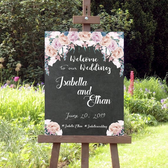 Hochzeit Schild
 Hochzeit Schild Tafel Blumen Schild Willkommen Schild