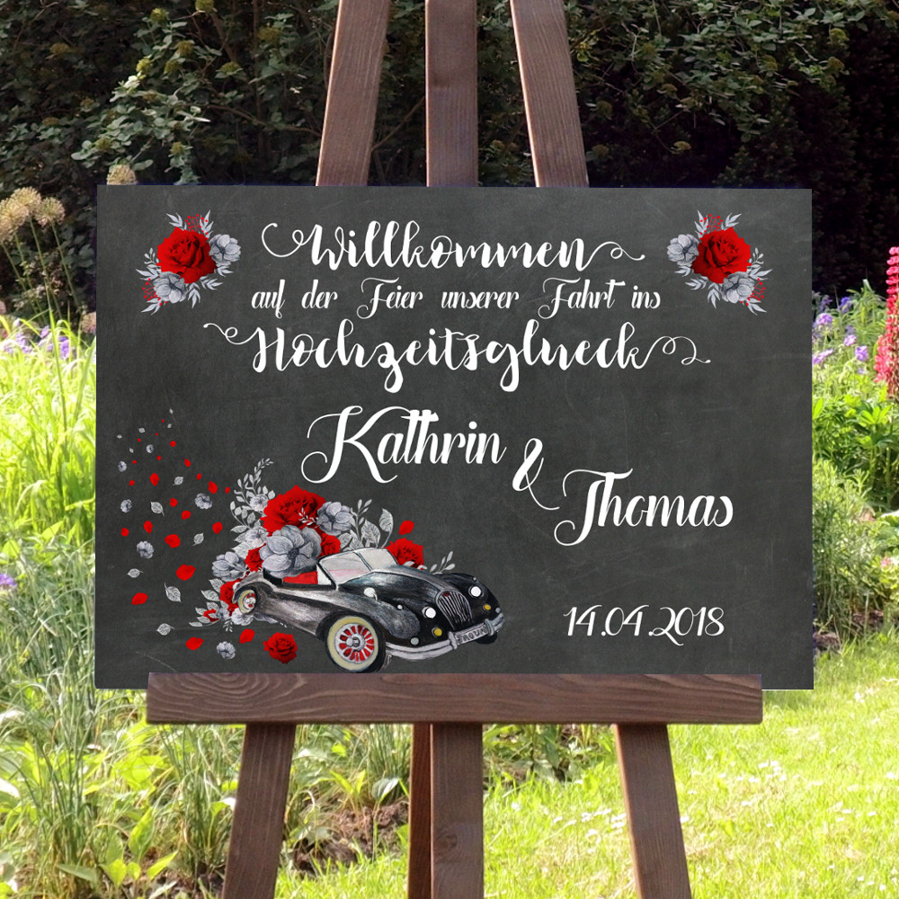 Hochzeit Schild
 Hochzeitsdeko Fahrt ins Glück Hochzeit Willkommen