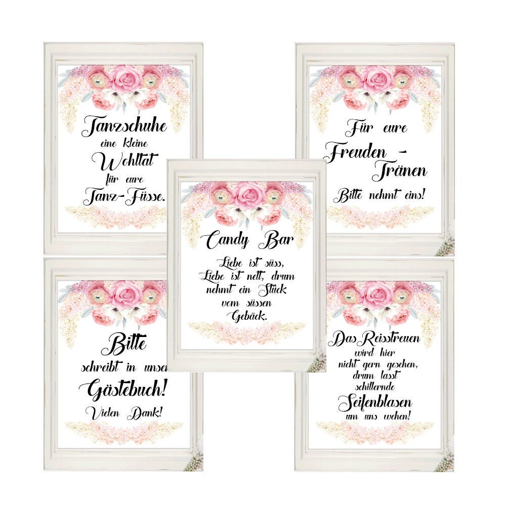 Hochzeit Schilder
 Hochzeit Deko Schilder Set Candybar Gaestebuch