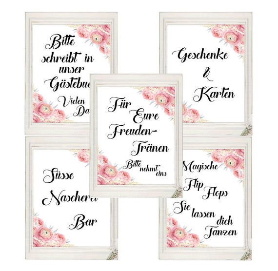 Hochzeit Schilder
 Schilder Set Hochzeit Deutsch Hochzeitsschilder Gästebuch