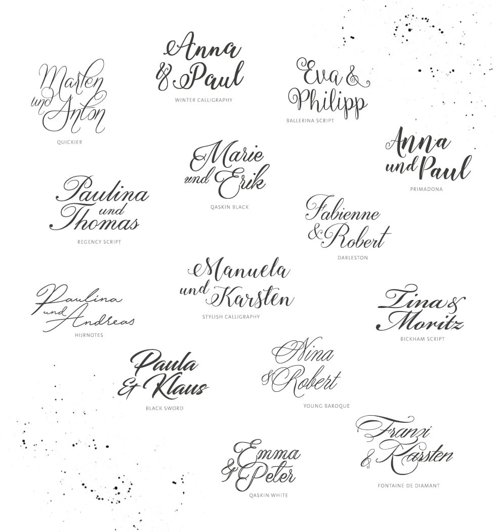 Hochzeit Schrift
 Schriftart Hochzeit Vintage