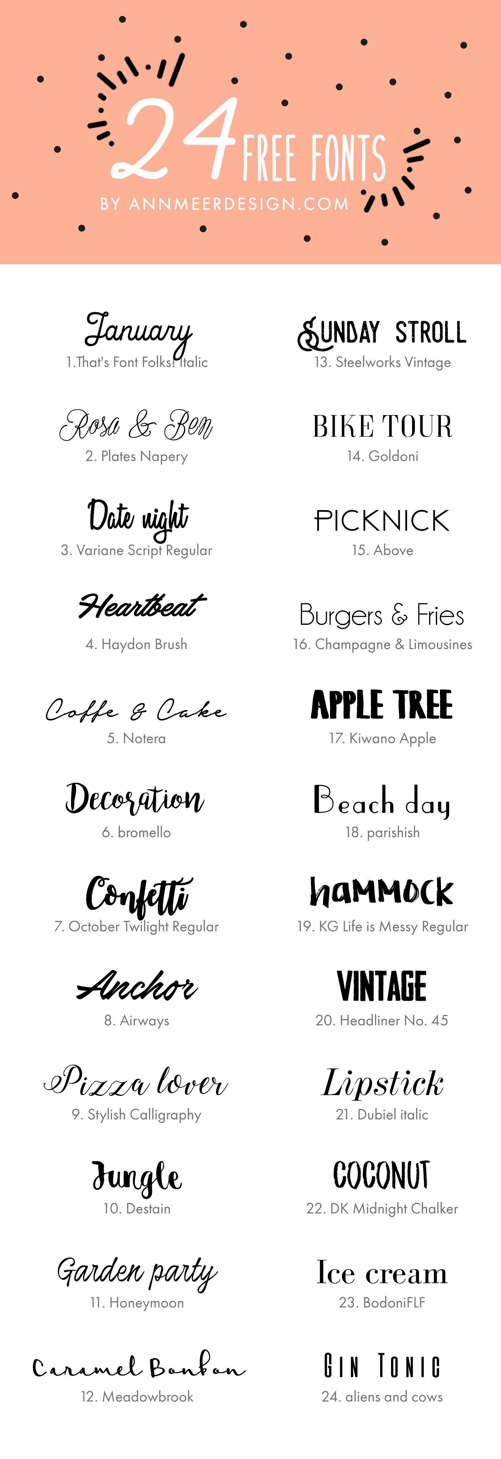 Hochzeit Schrift
 24 FREE FONTS by annmeerdesign