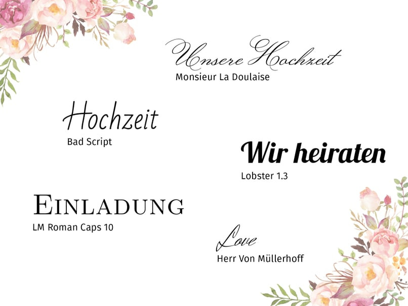 Hochzeit Schriftart
 Schriftart Hochzeit Vintage