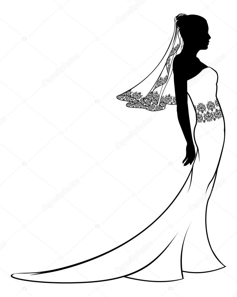 Hochzeit Silhouette
 Braut Hochzeit Kleid silhouette — Stockvektor © Krisdog