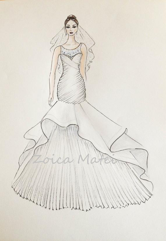 Hochzeit Sketch
 Benutzerdefinierte Braut Portrait original Braut mit