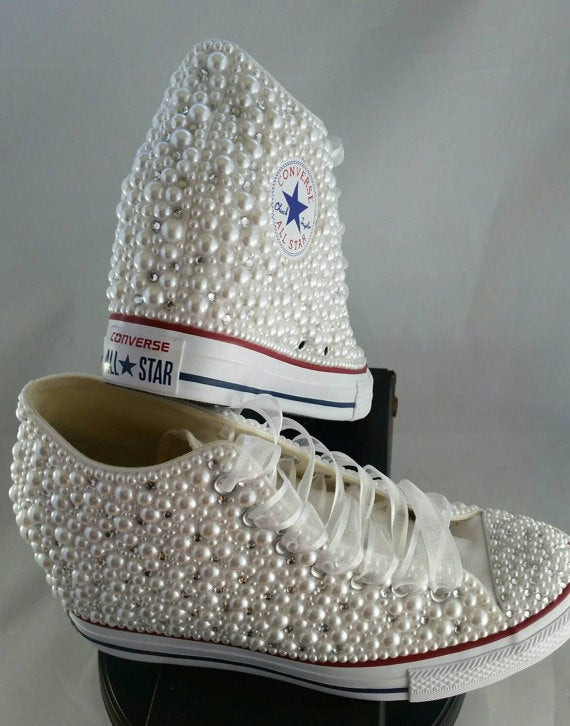 Hochzeit Sneaker
 Keil Hochzeit Converse Braut Sneakers Bling & Perlen