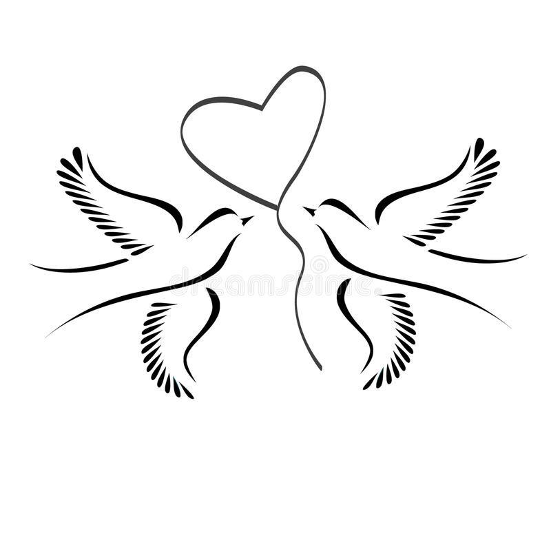 Hochzeit Tauben
 Doves with heart stock vector Illustration of background