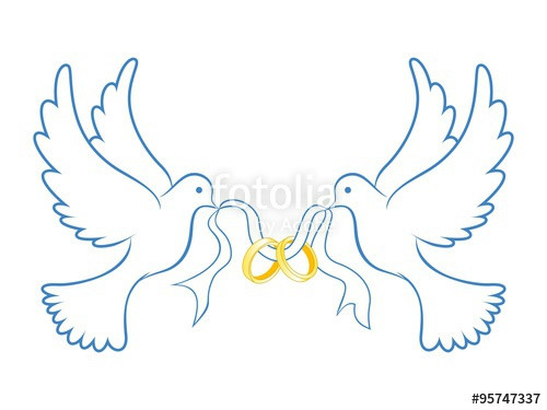 Hochzeit Tauben
 "Wedding Dove With Ring Blue Color" Stock image and