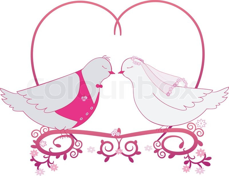 Hochzeit Tauben
 Abbildung Hochzeit Tauben und Herz Symbol oder Karte