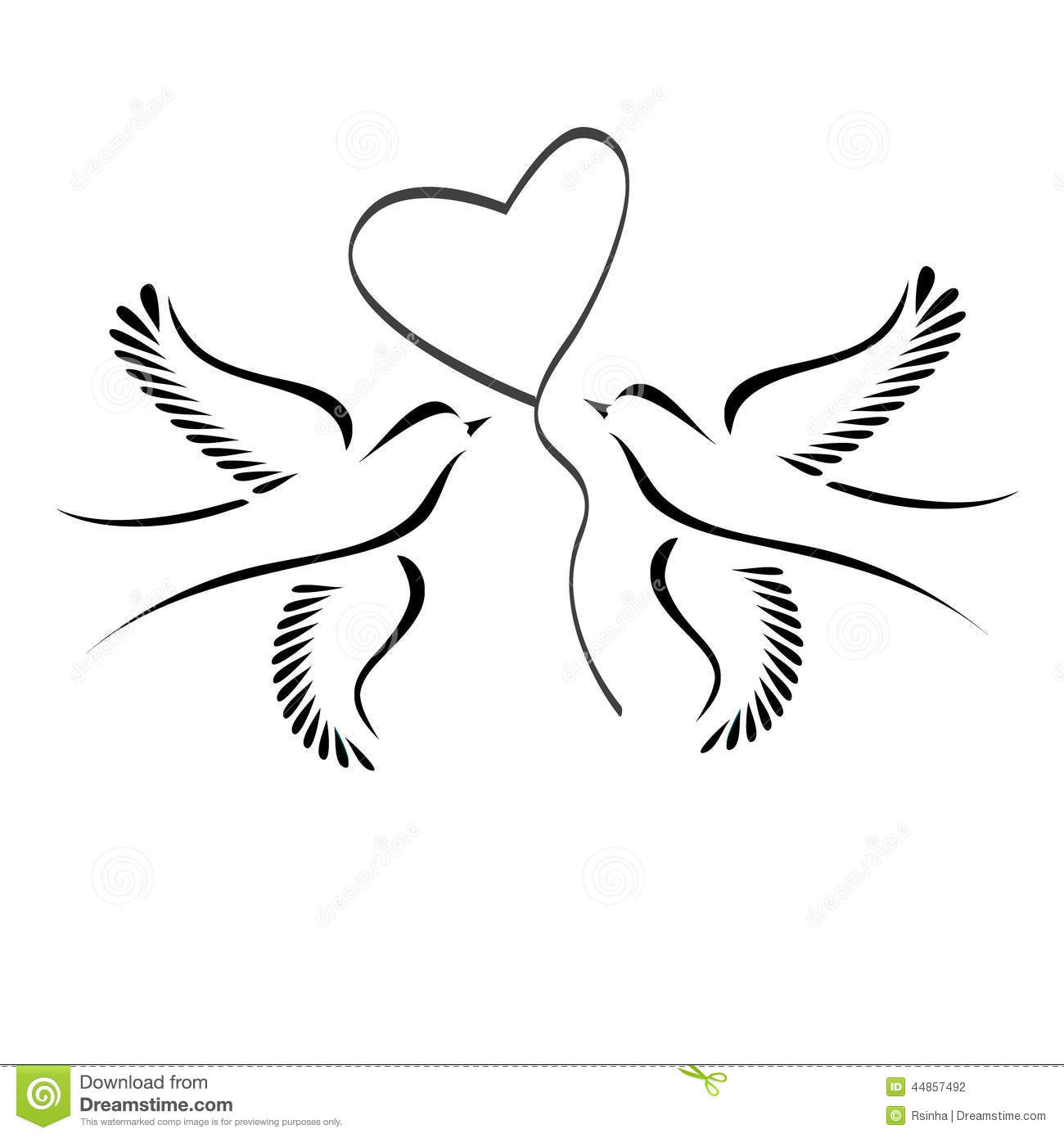 Hochzeit Tauben
 Tauben mit Herzen vektor abbildung Illustration von