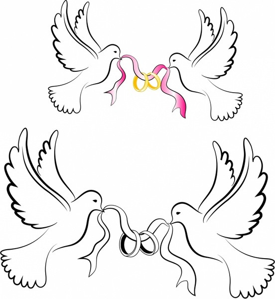 Hochzeit Tauben
 White Wedding Doves with Rings Free vector in Adobe