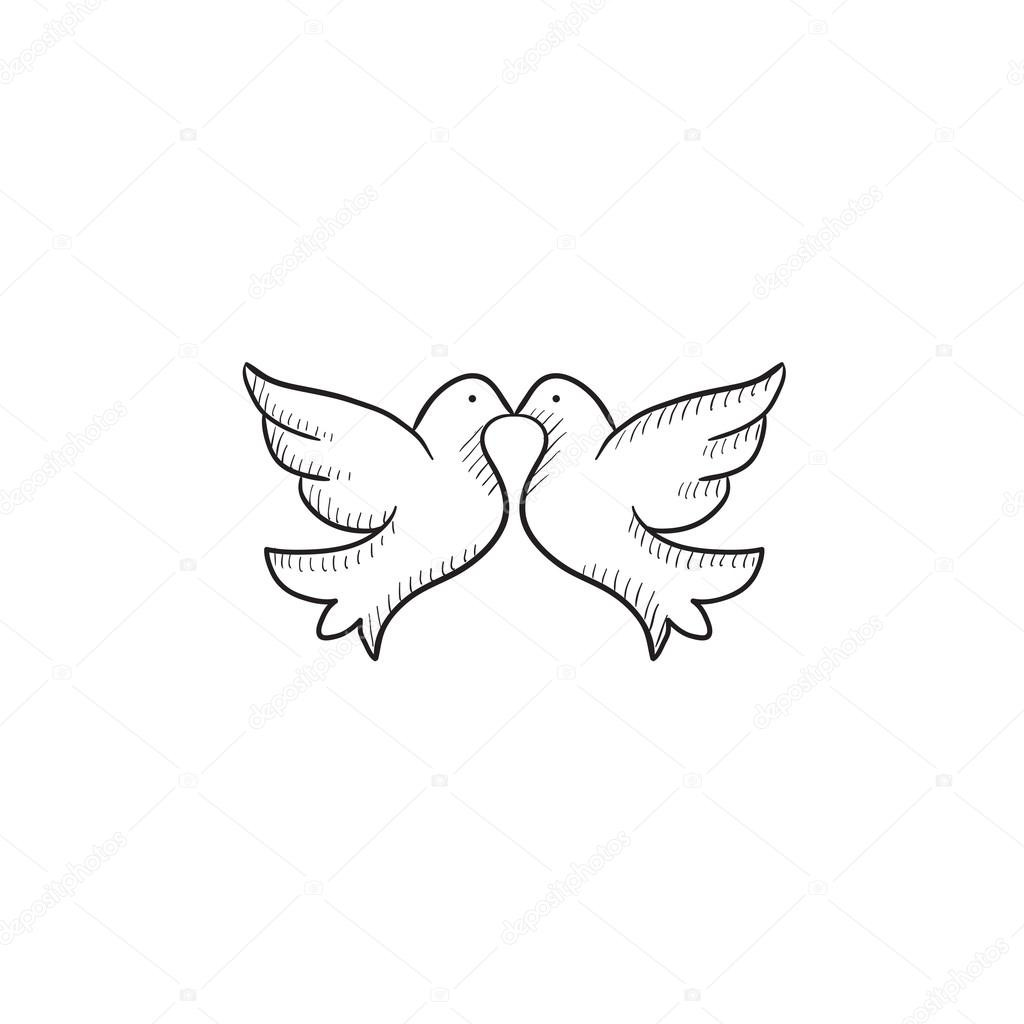 Hochzeit Tauben
 Hochzeit Tauben skizzieren Symbol — Stockvektor © rastudio