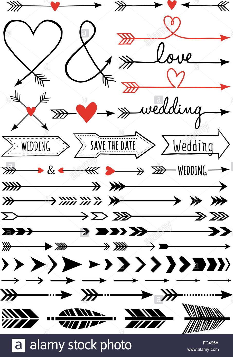 Hochzeit Vektor
 handgezeichnete Hochzeit Pfeile Satz von Vektor Design