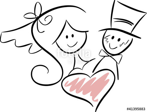 Hochzeit Zeichnung
 "Einfache Zeichnung Hochzeitspaar mit Herz" Stockfotos