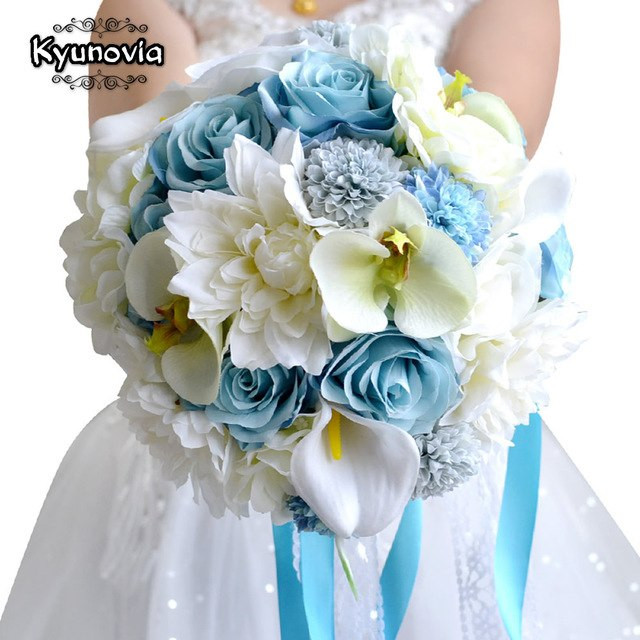 Hochzeit Zubehör
 Kyunovia Blumen brautblumenstrauß blaue Farbe Rosen