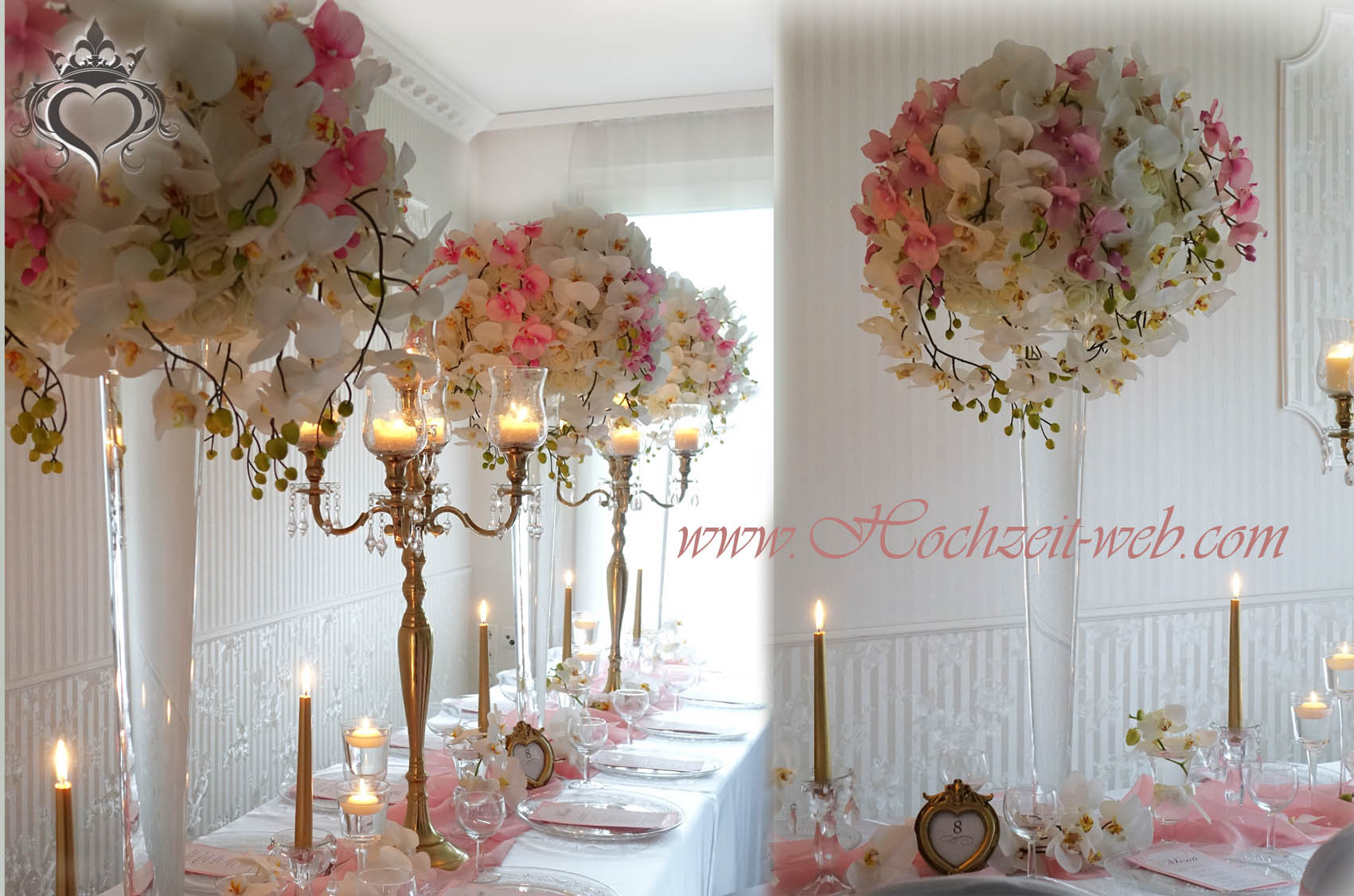 Hochzeitsdekoration
 Tischdeko mit Kerzenleuchter Kerzenständer