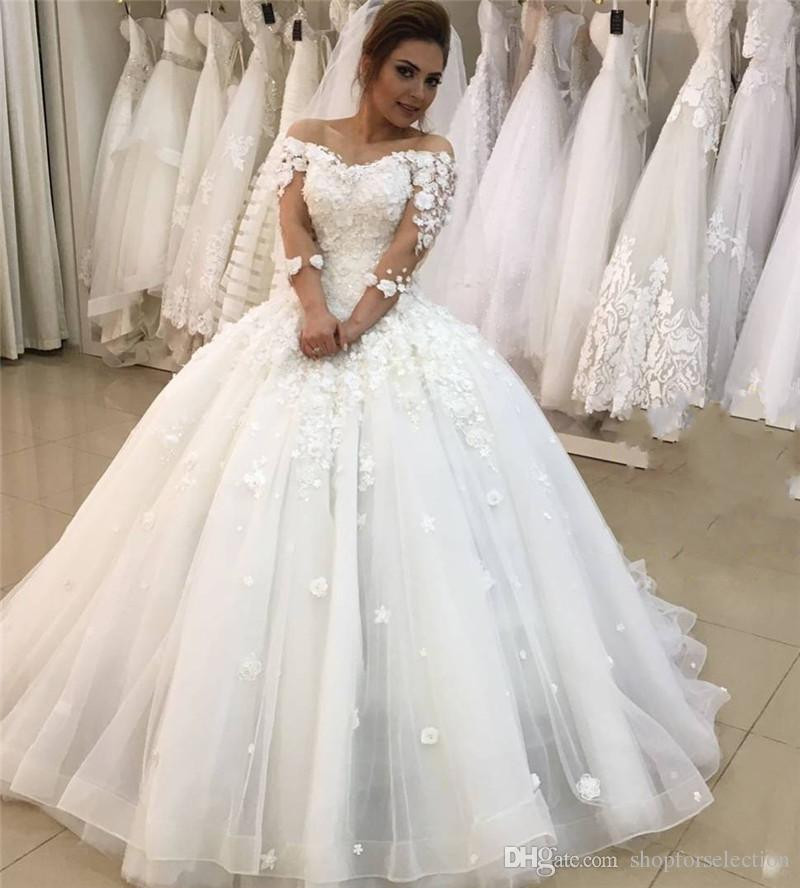 Hochzeitskleid 2019
 Großhandel Prinzessin 3D Floral Ballkleid Brautkleider