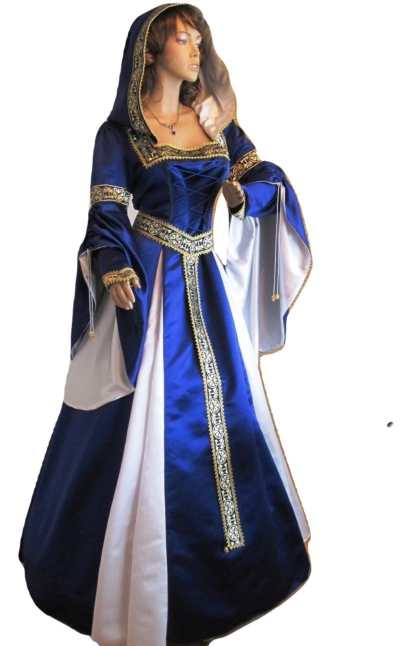 Hochzeitskleid Blau
 Maxikleider Mittelalter Gewand Braut Robe Hochzeitskleid