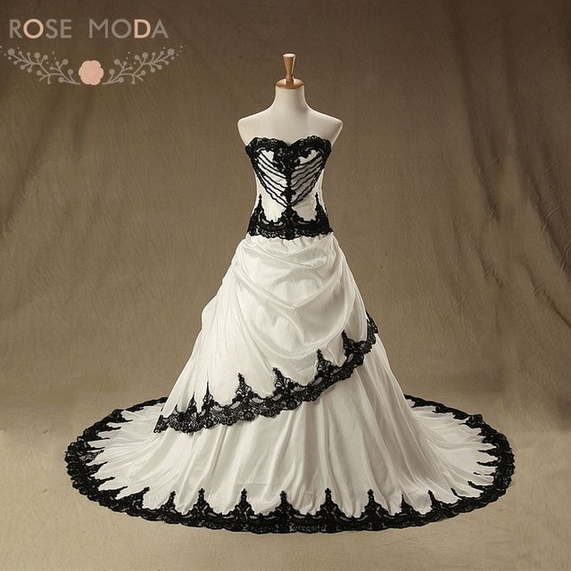 Hochzeitskleid Gothic
 Rose Moda Vintage Schwarze Hochzeitskleid 2018 Perle