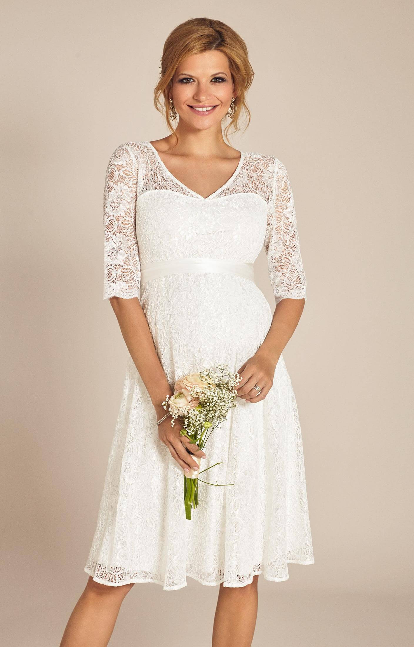 Hochzeitskleid Kurz Vintage
 Flossie Umstands Hochzeitskleid kurz Elfenbein