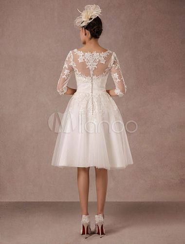 Hochzeitskleid Kurz Vintage
 Damen Vintage Brautkleid 2019 Kurz Vintage Spitze lange