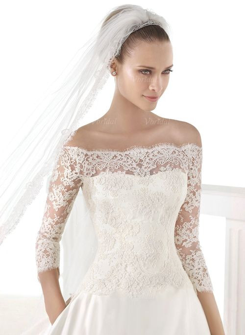 Hochzeitskleid Mit Ärmel
 A Linie Princess Linie Schulterfrei Kapelle schleppe Satin