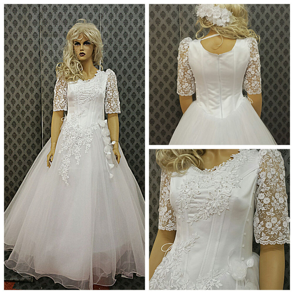 Hochzeitskleid Mit Ärmel
 Brautkleid Kleid Hochzeitskleid mit Ärmel WEIß Größe 38 40