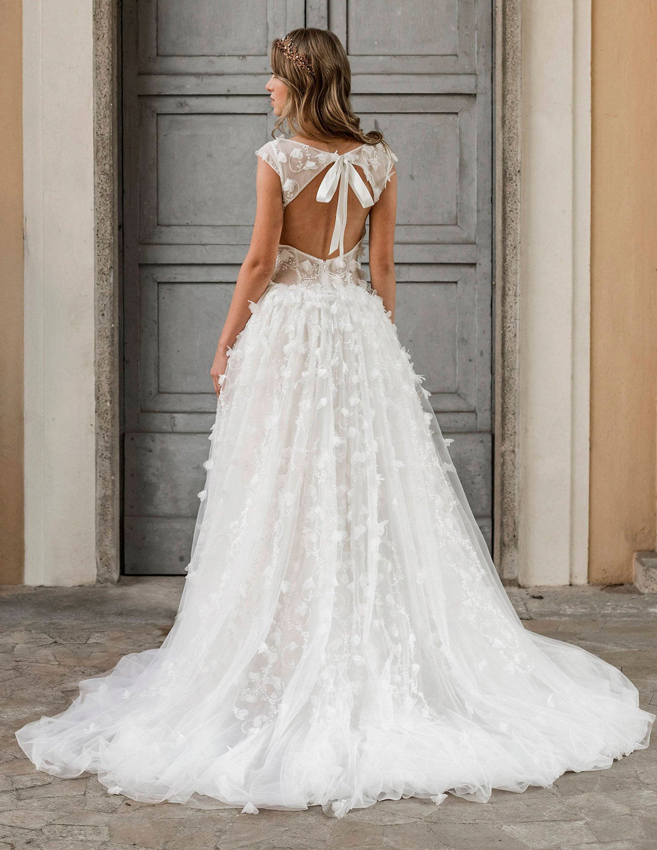 Hochzeitskleid Mit Spitze
 3D Spitze Brautkleid rückenfreie Hochzeitskleid Tüll