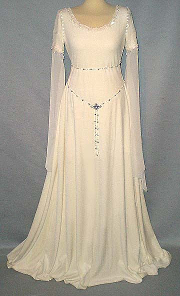 Hochzeitskleid Mittelalter
 Elbisches Brautkleid in cremefarbenem Samt