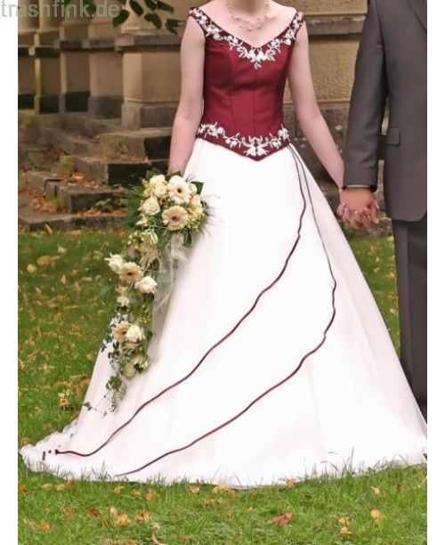 Hochzeitskleid Rot Weiß
 Vorbestellung Brautkleid Hochzeitskleid Gr 36 rot weiß