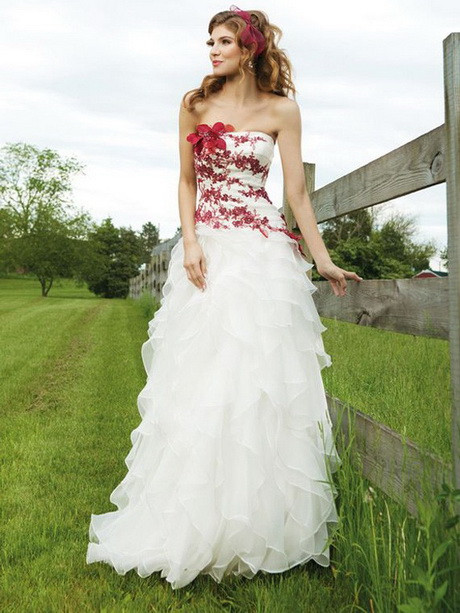 Hochzeitskleid Weiß Rot
 Brautkleid weiss rot