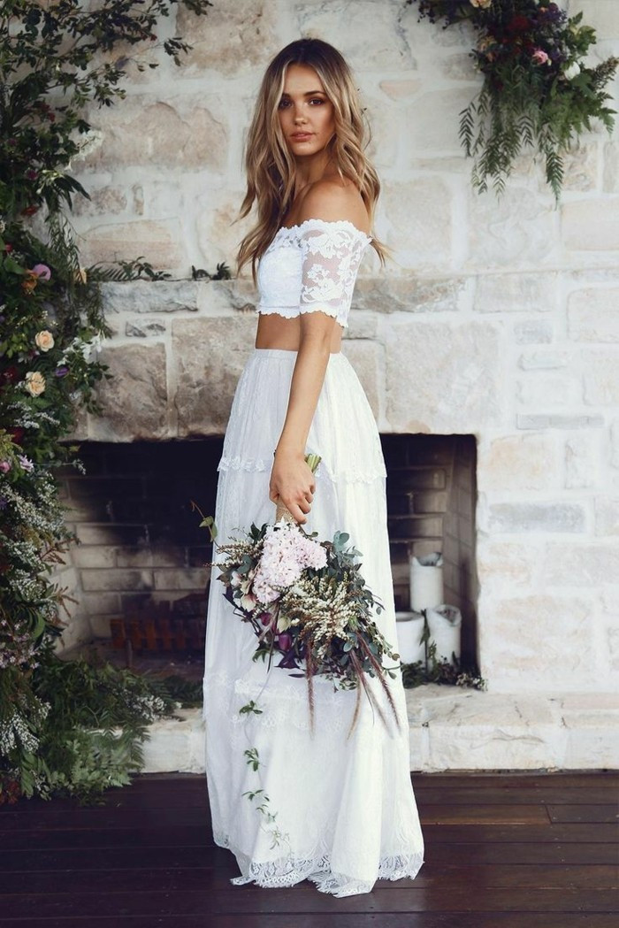 Hochzeitskleid Zweiteilig
 67 Brautkleider im Boho Stil Der heißeste Trend für Ihre