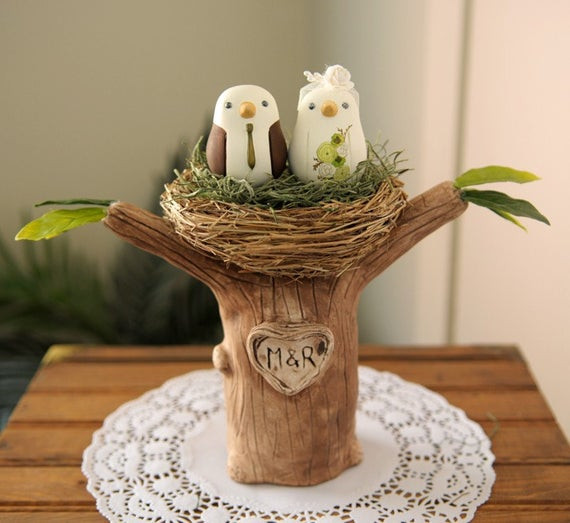 Hochzeitstorte Baum
 Hochzeitstorte Topper Love Birds mit Baum und Nest klein