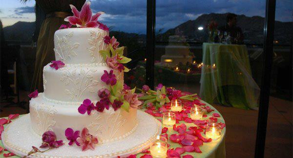 Hochzeitstorte Extravagant
 Tarta de cumpelaños blanca decorada con pétalos rosas ツ