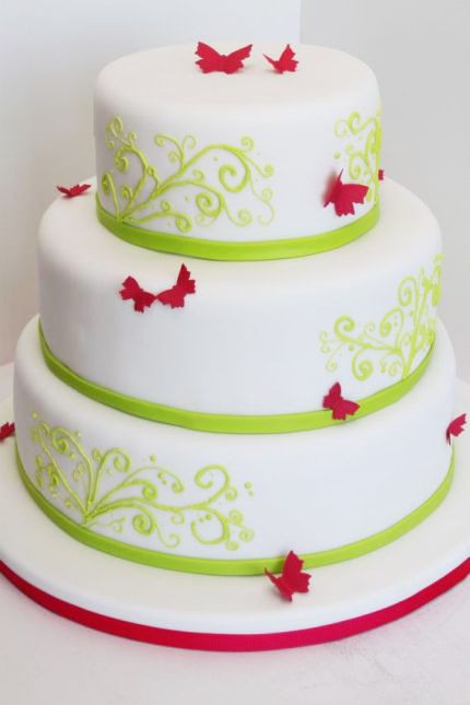 Hochzeitstorte Grün Weiß
 Schöne Form andere Farbe Torte