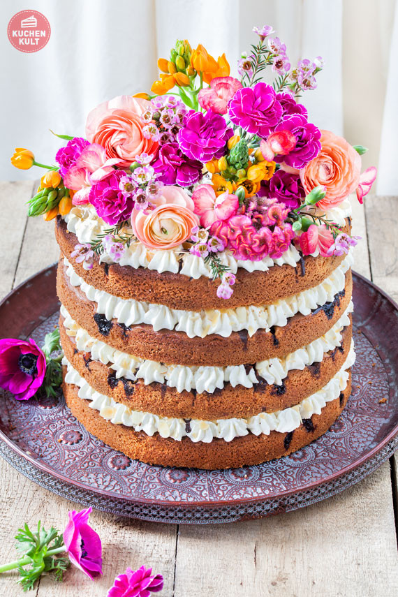 Hochzeitstorte Naked Cake
 Hochzeitstorten Trend Teil 2 Naked Cake mit Flower Power