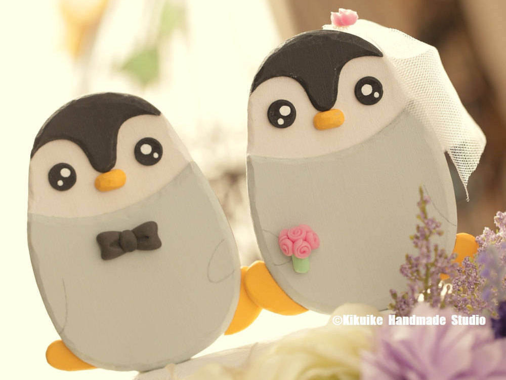 Hochzeitstorte Topper
 Pinguine Hochzeitstorte Topper handgemachte Pinguine cake