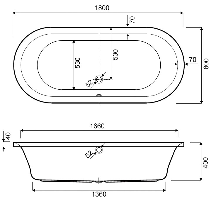 Höhe Badewanne
 Badewanne Höhe