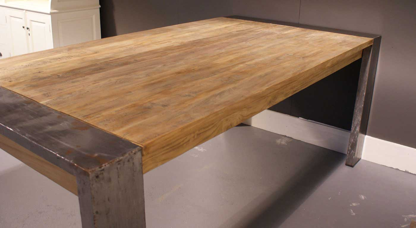 Holz Esstisch
 Esstisch Holz Stahl Industriedesign kaufen im borono
