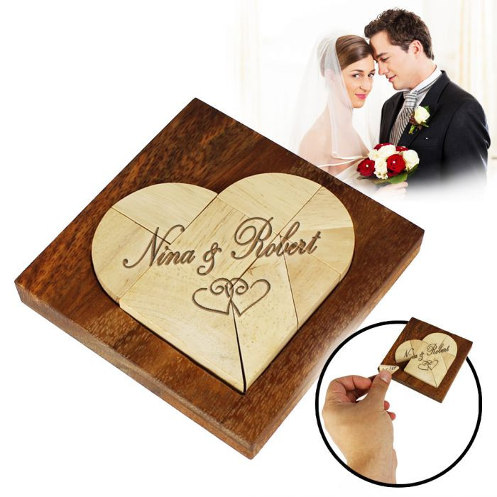 Holz Hochzeit
 Mini Holz Puzzle Herz zur Hochzeit Tangram zur