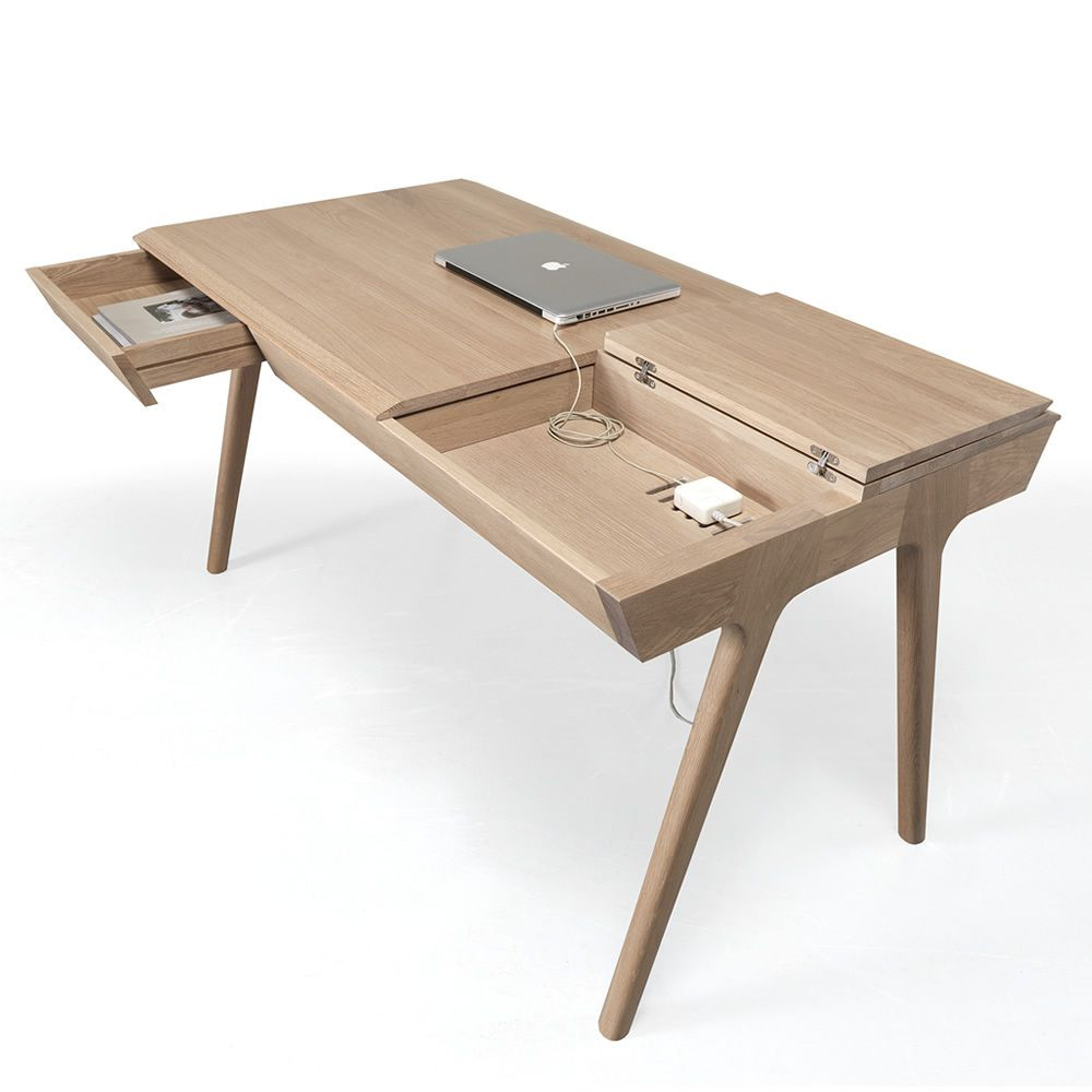 Holz Schreibtisch
 Metis Designer Schreibtisch aus Holz mit Schubladen und