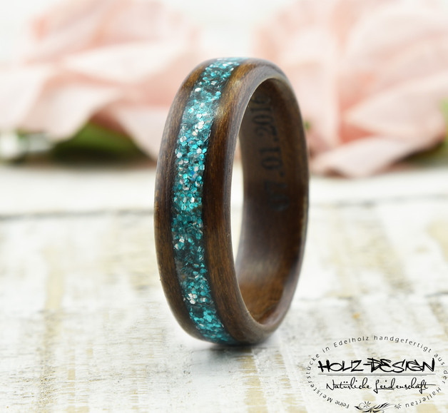 Holzringe Hochzeit
 Holzringe Bentwood Ring Holzring Holz Blau Glitter