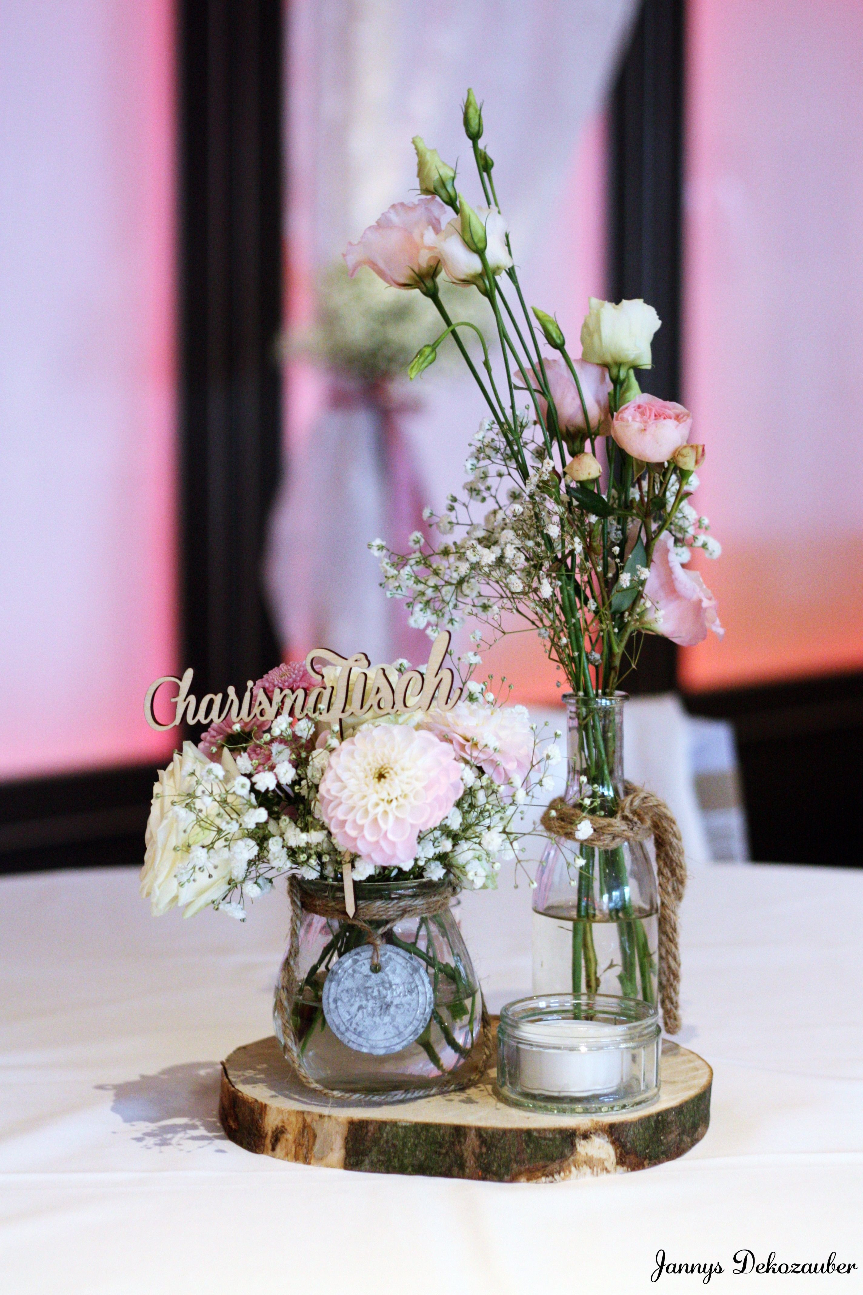 Holzscheiben Deko Hochzeit
 Tischdeko Hochzeit Deko Holzscheibe Deko Blumen rosa