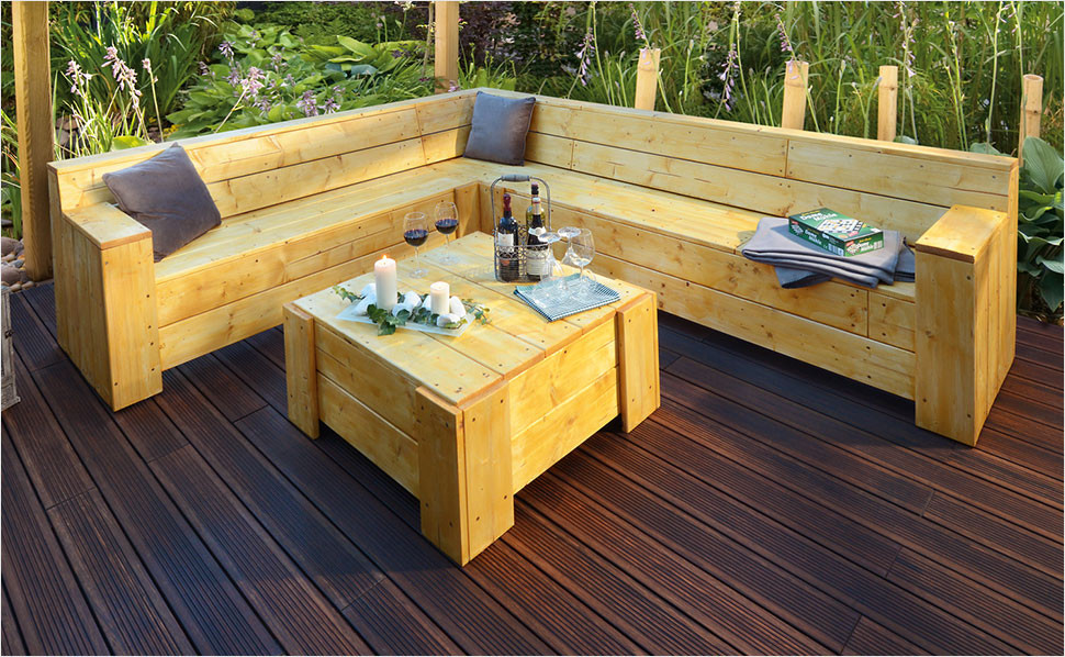 Holztisch Garten
 Holztisch zur Gartenlounge selber bauen – Anleitung von