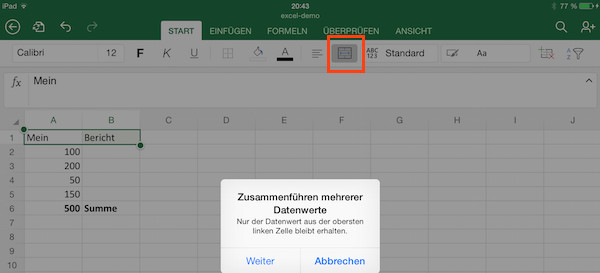 Html Tabelle Zellen Verbinden
 Tipps für fice Excel auf dem iPad