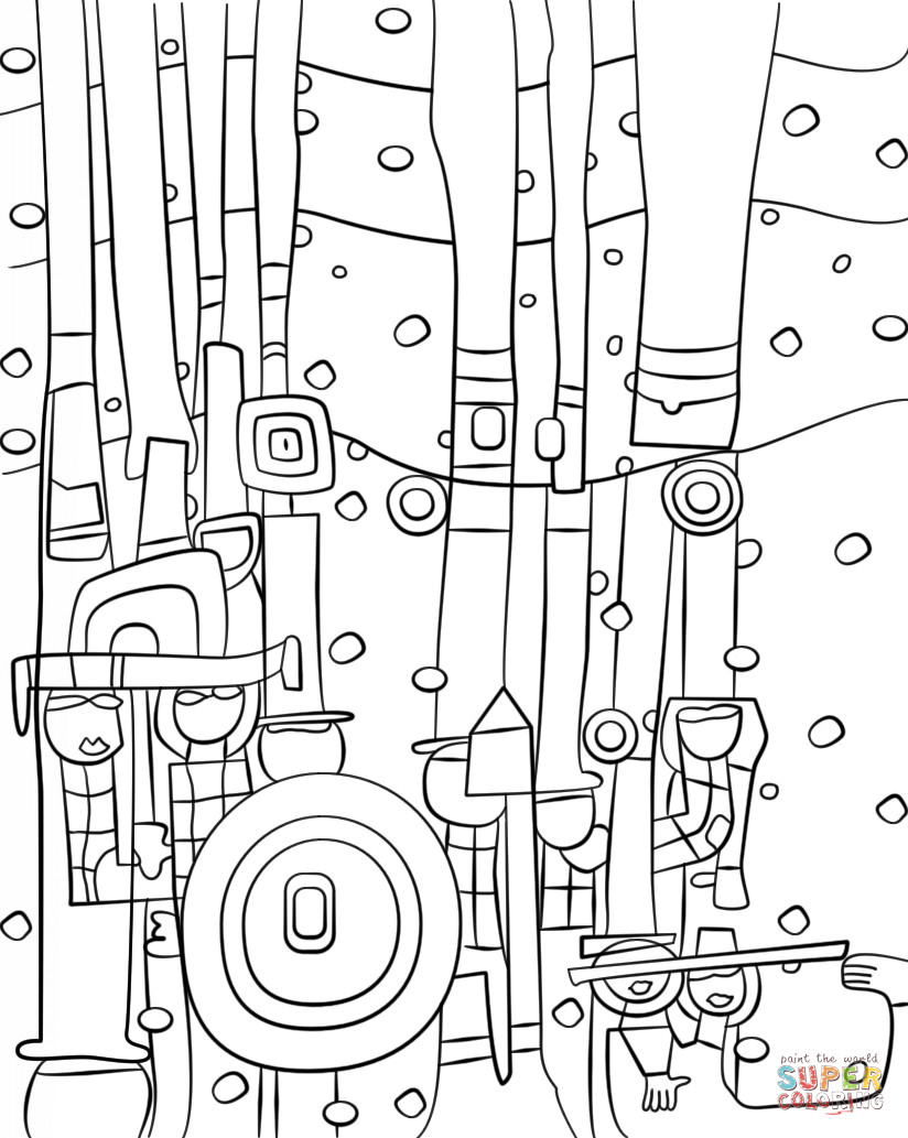 Hundertwasser Malvorlagen
 Blue Blues by Friedensreich Hundertwasser coloring page