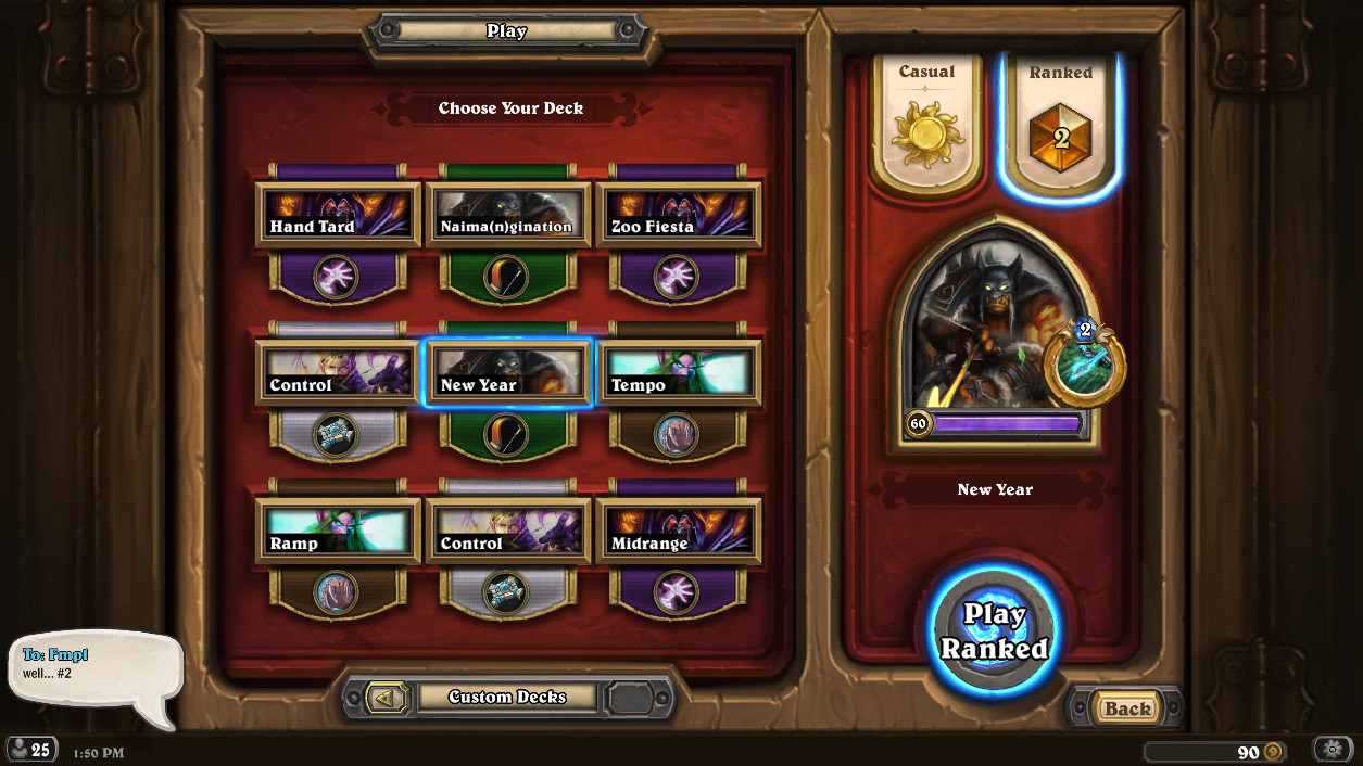 Hunter Deck
 2 Legendary Hunter Naiman Happy NY 2015 Hearthstone Decks