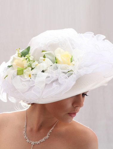 Hut Hochzeit
 Romantische weiße Blume Strass Hochzeit Hut für Braut