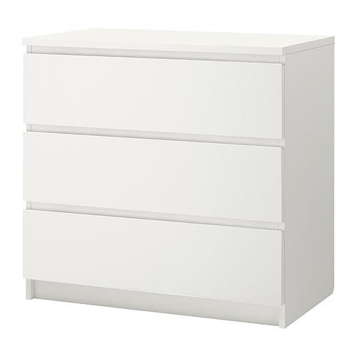 Ikea Malm Kommode
 MALM Kommode mit 3 Schubladen weiß IKEA